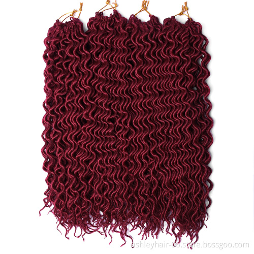 18 Inch 24 Strands 100% Synthetic Braids Hair Goddess Wavy Faux Locs Curly Crochet